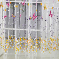 Cortinas De Ventana De Tela Gauze Natural Con Mariposas Y Ramas Para Dormitorio Y Sala De Estar Estilo Rustico Impresión En Ventana - details 4