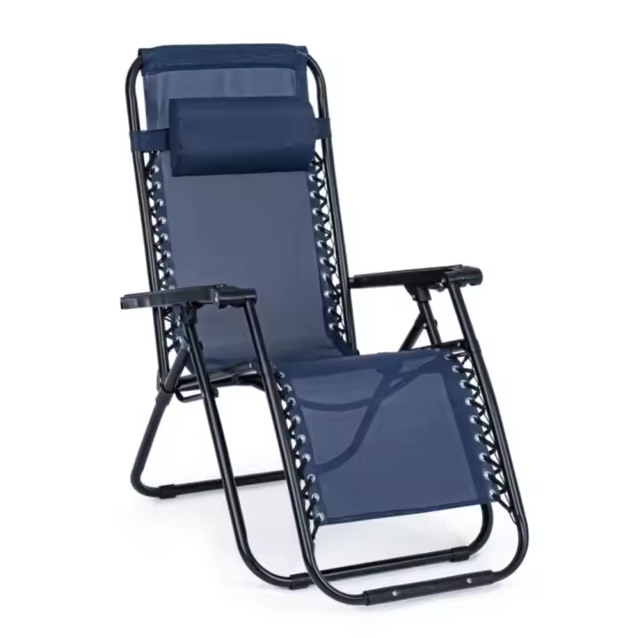 Silla plegable gravedad cero tumbona ajustable sillón reclinable con reposacabeza gravedad, medida 165x65x110 peso 6kilos cero para playa, jardín, terraza, patio - 1