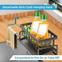 Organizador De Fregadero De Cocina Rack Para Esponja Y Toallas Soporte Para Grifo Drenador De Jabón Y Paño De Cocina Material Plástico - details 5