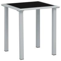 vidaXL Mesa de jardín acero y vidrio negro y plateado 41x41x45 cm - details 0