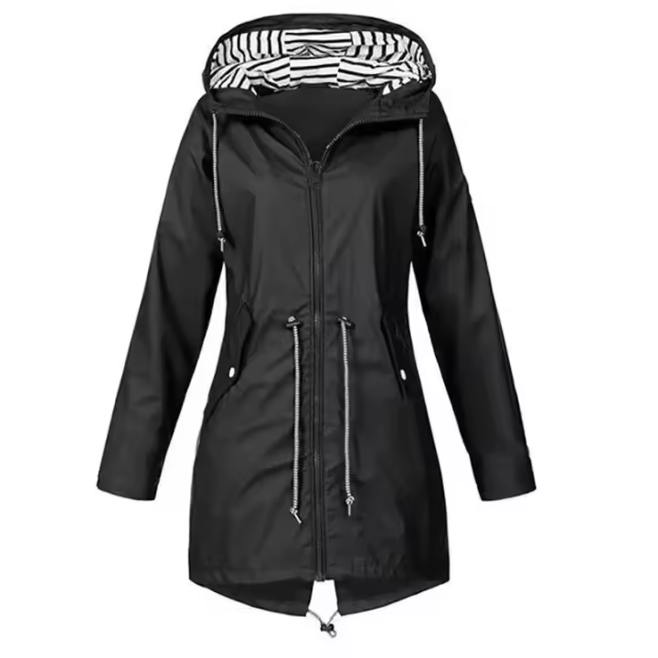 Women's Waterproof Raincoat Casual Basic Outdoor Woven Lightweight Drawstring Women Hiking Clothing - 1