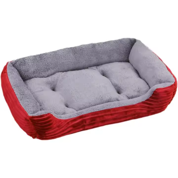 Cama para Perros Pequeños, lavable, adecuada para que las mascotas dueman, Con Funda lavable y extraíble, Cálida, Con Borde ancho, Sofá Cama para Perros Pequeños, color Rojo - 1