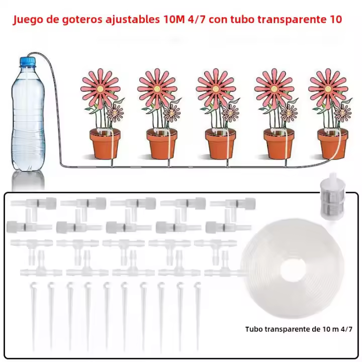 Kit De Riego Por Drip Para Jardín Con Válvula Reguladora Dispositivo De Riego Para Plantas En Macetas Ahorro De Agua Micro Riepilogo Para Invernadero - 1