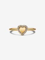 Pandora - Anillo de Halo de corazón grabable - Baño de Oro de 14K - details 4