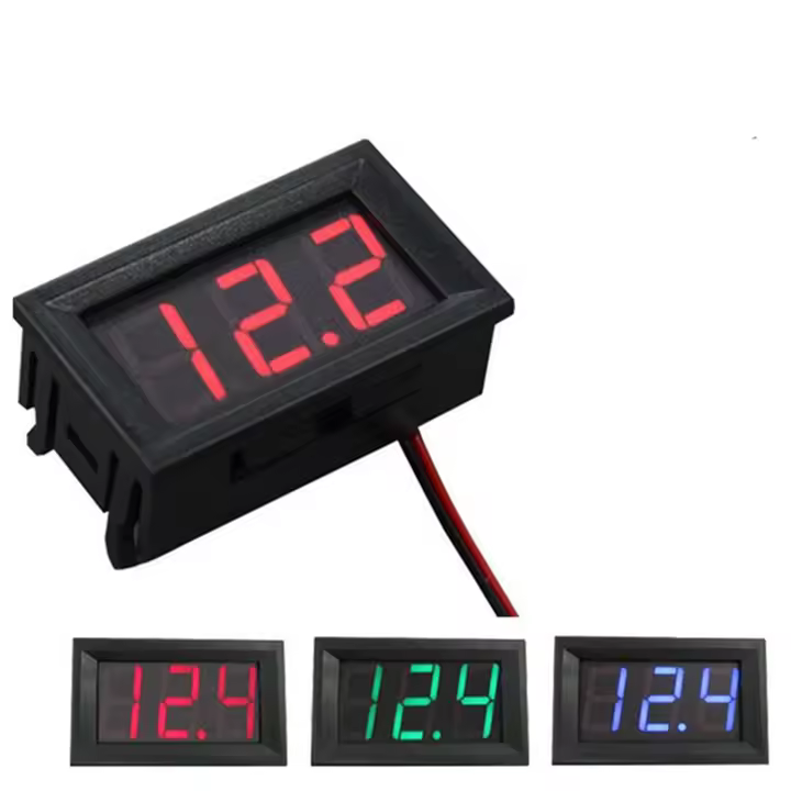 Medidor de voltaje para vehículos eléctricos de dos cables, 5 V-120 V, pantalla digital, 36 V/48 V/60 V/72 V/84 V/96 V - 1