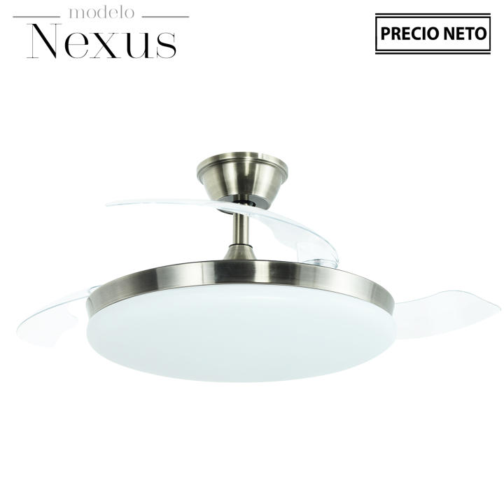 Ventilador techo con luz nexus cuero 3 aspas retráctiles, material metal, acrílico, medidas 106x36-53 cm Fijalo — oferta en Miravia
