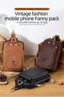 BULLCAPTAIN Bolso De Cintura De Cuero Genuino Moda Pequeño Para Verano Con Diseño De Gancho Y Bolsillo Para Celular Y Cigarrillos 6 Pulgadas Bolsa De Hombro Para Hombres - details 0