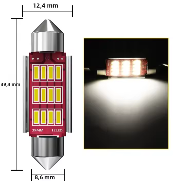 Lámparas De Lectura Para Coche 10pcs Luz De Techo Interior 31mm 39mm Bulbo Blanco 4014SMD 9-12LED Voltaje 9-12V Consumo 1.5W Universal - 1