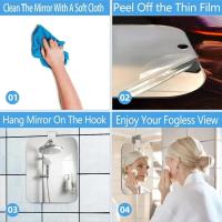 Espejo De Baño De Acrílico Sin Nubosidad Espejo De Ducha Portátil Para Hombres Y Mujeres Para Maquillaje Y Barba Instalación En La Pared - details 0