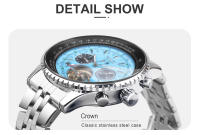 Reloj Mecánico Automático Para Hombre Jaragar Con Dial Azul Y Exhibición Del Día Correa De Acero Inoxidable Deportivo Militar - details 6