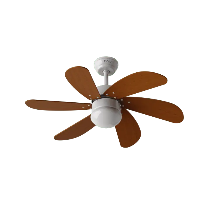 EVVO Ventilador de techo con luz V315 Wood, silencioso, Ø92cm,madera, 6 aspas, 3 velocidades, 56W, invierno-verano - 1
