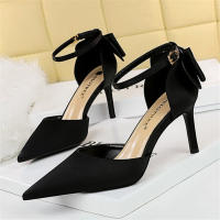 Sandalias De Satén Para Mujer Verano Con Nudo De Mariposa Bajo Tacón 8cm 10cm Alta Calidad Clásicas Bigtree Zapatos De Boda Low Heels - details 22