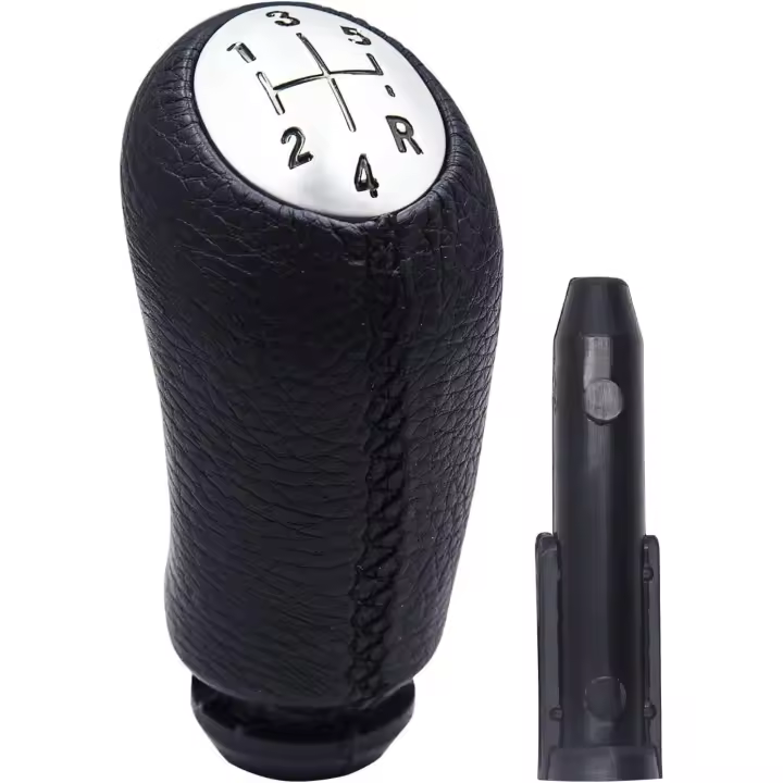 Pomo de Palanca Cambios Coche 5 Velocidades Adecuado para Renault Clio 2 3 III 2005-09, Clio 4, Megane2 Laguna 2 II 2003-09, kangoo,Scenic 2, Piel Suave Manual Pomos Palanca con Adaptador - 1