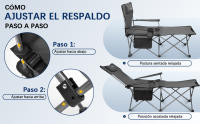 Silla de Camping Plegable con Respaldo Ajustable y reposapiés - details 1