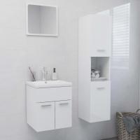 vidaXL Juego de muebles de baño madera de ingeniería en color Blanco/Blanco brillante/Gris hormigón y más | almacenamiento funcional diseño moderno para baño dormitorio sala - details 1