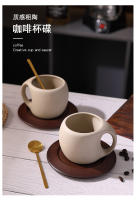 Taza De Café Cerámica Y Taza Retro Para Latte Con Tapete De Madera Y Cucharilla Taza Floral Para Té Y Café Americano - details 0