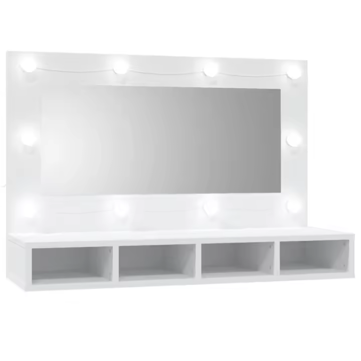 Mueble con Espejo y Luces LED Blanco 90x31,5x62 cm - 1