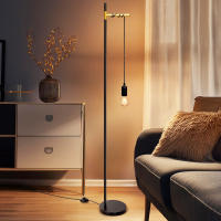 Aigostar lámpara de pie retro E27, lámpara de pie de metal para salón(sin bombilla), Lámpara de pie colgante con cable de 180cm y interruptor de pie,  en color negro/dorado - details 2