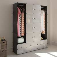 vidaXL Armario modular con 18 compartimentos 37x146x180,5 cm en color Blanco/Negro y blanco | almacenamiento funcional diseño moderno para baño dormitorio sala - details 1