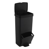 Cubo de basura o reciclaje 70L, VERTICAL, en 2 Compartimentos, Papelera para residuos, 76 cm de altura, fácil gestión, Negro - details 0