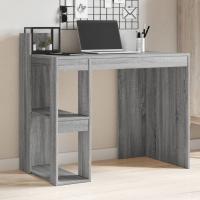 vidaXL Escritorio de oficina madera ingeniería gris 103,5x56,5x94 cm en color Gris sonoma/Blanco/Roble Sonoma y más | estructura resistente ideal para salón dormitorio o estudio - details 0