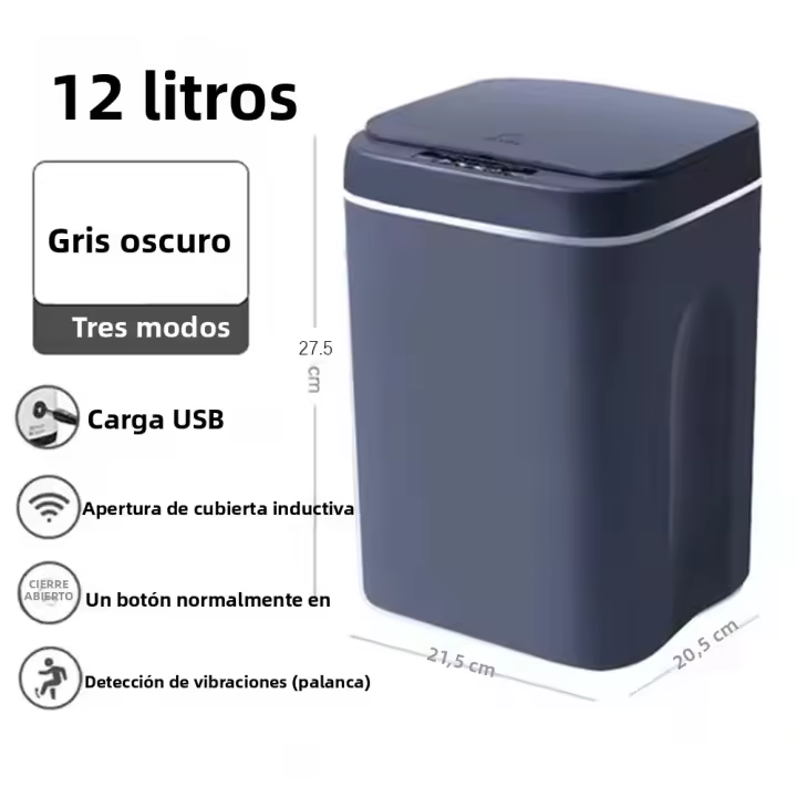Basurero Automático 12L Con Sensor Táctil Para Cocina Y Baño Caja De Basura Eléctrica Inteligente Impermeable Con Tapa Recipiente Ecológico - 1