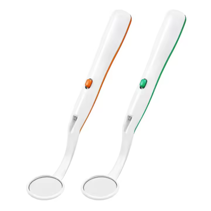 2pcs Anti-fog Oral Dental Mirror Mouth Inspection Mirror LED Light Dental Mirrors for Home Dentist Dental Care   -Sy - 1