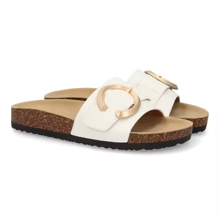 PuntoSalao Sandalias planas cómodas bio en pala para mujer color blanco VR5-1757 - 1
