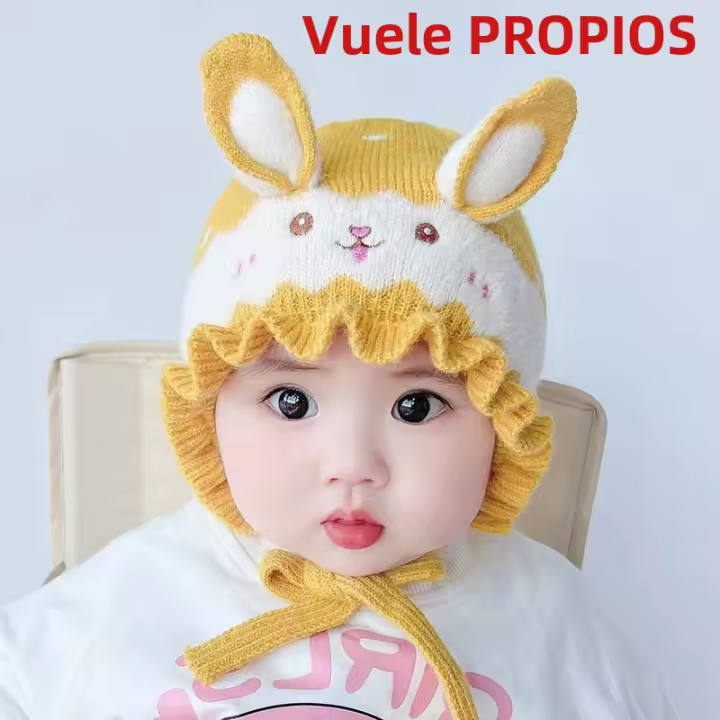 Nueva Gorra De Conejo Para Bebés Recién Nacidos Niños Y Niñas Con Orejas Protección Ocular Y Auditiva Invierno Suave Y Cálida Capa Beanie Para Bebés Y Niños Pequeños - 1