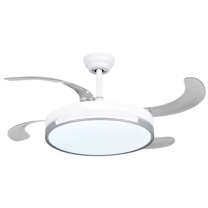 Ventilador de techo con luz LED 36W Blanco en 3 Temperaturas de Luz con Mando a Distancia -Motor DC Eficiente y Silencioso, 3 tonalidades, aspas desplegables retráctiles, 6 velocidades, control remoto, memoria, temporizador (ventilador-001 6990 D7) - 1