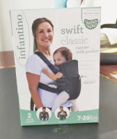 Portabebés, dos estilos de porteo, con babero Wonder Cover, correas ajustables, esencial para el registro, para recién nacidos y niños pequeños de 7 a 26 lb, gris - details 3