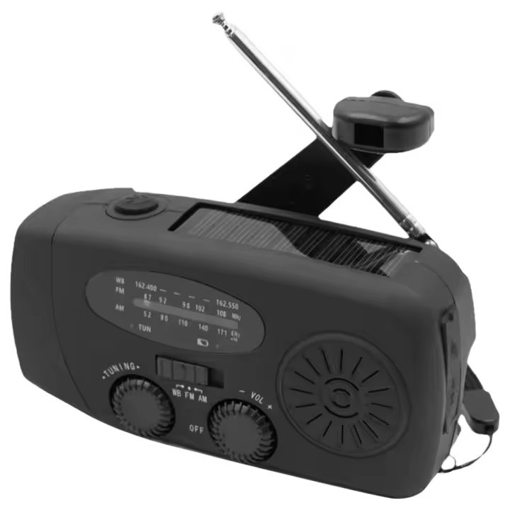 Radio De Emergencia Con Luz De LED Y Manivela De Mano 2000mAh AM FM NOAA Solar Tenedor De Emergencias Y Camping Con Cargador De Banco De Potencia - 1
