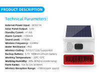 Alarma De Sirena Exterior Inalámbrica Solar Impermeable De Alta Decibelios 120db 433MHz Para Seguridad Doméstica Sirena Externa De Alta Potencia - details 13