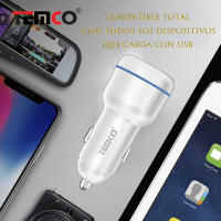 TEMCO  Cargador de Coche con 2 USB con O sin Cable Lighiting, Quick Charge 3.0 5A Compatible con Samsung (AFC), Oppo, Oneplus (VOOC). Opcional con cable Tipo C AFC, VOOC, Cargador Con luz LED,  Carga Super Rápida en Tu Viaje - details 0