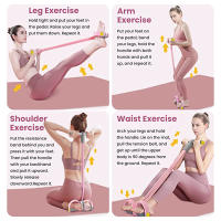 Banda De Resistencia 4-Tubo Para Yoga Pedal Puller Bandas Elásticas De Entrenamiento De Fitness Para Abdomen Cintura Brazos Color Rosa Y Gris Unisex - details 3