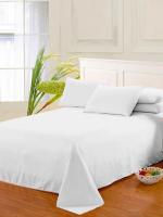 Sábana Individual One Piece Hoteles B&B Uso Doméstico Blanco Puro Material Lavado Poliéster/Celulosa Sábana De Cama Sin Fundas De Almohada - details 0