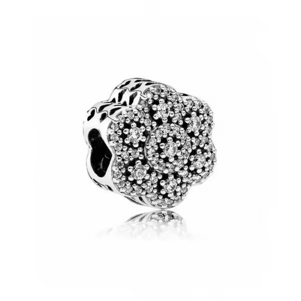 PANDORA Charm Cristalización Floral Plata de Ley Joyería Mujer - 1