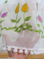 Cortina Corta De Tule Con Bordado De Flor Pequeña Para Cocina Y Sala De Estar Bloqueo De Luz Partición De Armario Cortinas Pequeñas - details 12