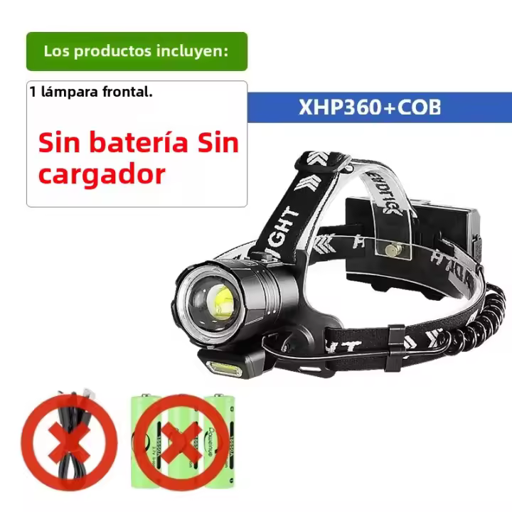 Linterna Táctica De Cabeza LED Super Potente XHP360 Recargable Tipo-c Para Pesca Y Actividades Al Aire Libre Con Luz Fuerte Y Alcance Largo - 1