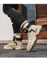 Botas De Motociclista Para Hombre Negras Moda Casual Plataforma Trabajo Exterior Calzado De Calle Botines De Cuero Para Hombre Altura Del Tobillo - details 5