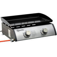 Outsunny Plancha de Gas Sobremesa con 2 Quemadores de Acero Inoxidable 6kW Barbacoa Portátil con Plancha para Picnic Camping 48,5x46x21cm Negro Plata - details 0