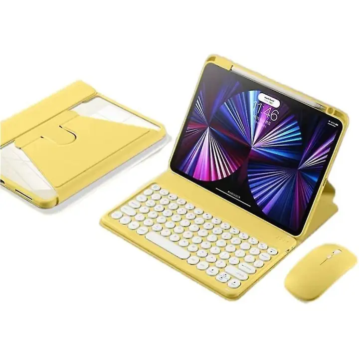 10th case de la generación de Ipad con el teclado y El Ratón combinados, cubierta protectora giratoria 360 with El Tenedor del Escritorio, Ratón desmontable inalámbrico Del - 1