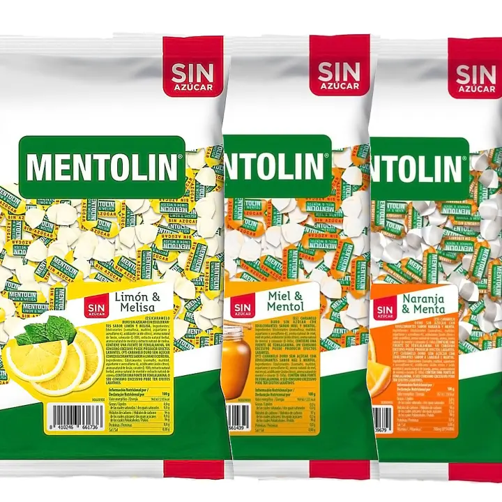 MENTOLIN PACK 3 Kg caramelos sin azúcar para la tos Limón Melisa & Miel Mentol & Naranja - 1