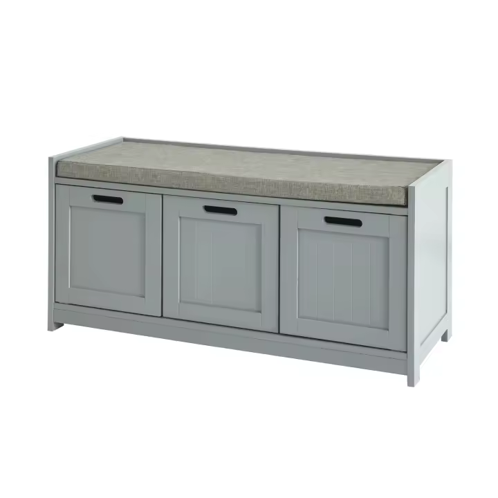 SoBuy FSR80-SG Zapatero Banco con 2 Puertas y 1 cajón para Guardar y Ordenar, Gris, ES - 1