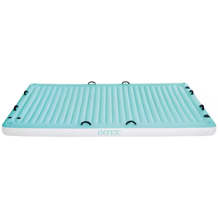 Manta flotante hinchable INTEX capacidad para 4 personas, peso máx. 400kg, con 8 asas de sujeción y 4 porta bebidas, Medidas 183x310x18cm, flotador para piscina - 1