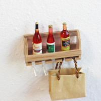 Estante De Vino De Miniatura Para Casa De Muñecas Decoración De Hogar Hecho De Madera Propiedades De Escena Montado En La Pared - details 1