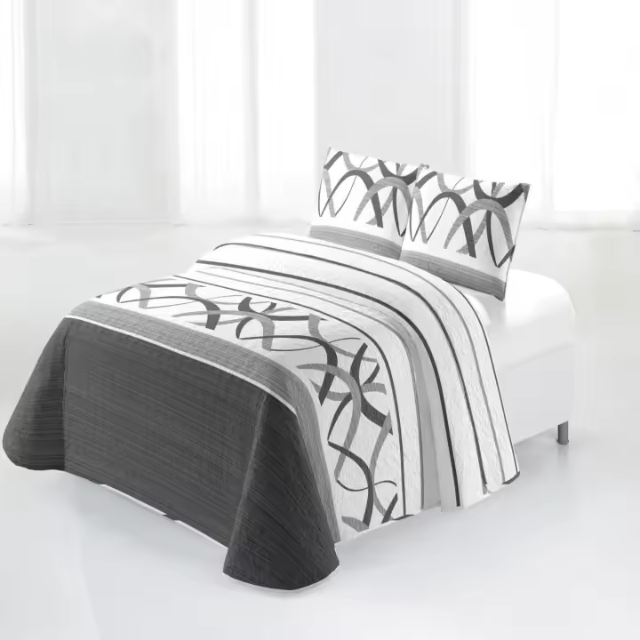 Vivid Torral - Colcha Bouti Verano Burdeos Estampada Reversible + Fundas De Cojines* Poliéster, Fresquita, Transpirable, Diseño, Primavera, Verano - 1