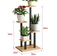 Estantes de Metal + MADERA para plantas, soporte para macetas, Soporte múltiple para macetas, organizador de exhibición para interiores y exteriores, estante para macetas, jardín y balcón 4 Platos - details 0