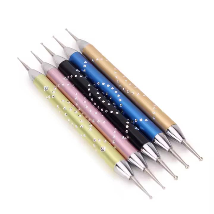 5Pcs Herramienta De Dibujo De Uñas Con Plumas De Strass Dual-terminado En Acero Inoxidable Selector De Piedras Preciosas Para Diseño De Uñas - 1