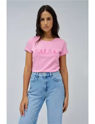 Camiseta Salsa rosa logo con branding - 1